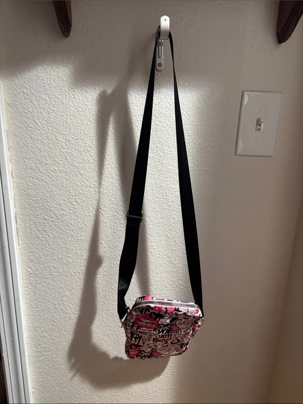 Girl Power Pink Graphic Print Crossbody Bag